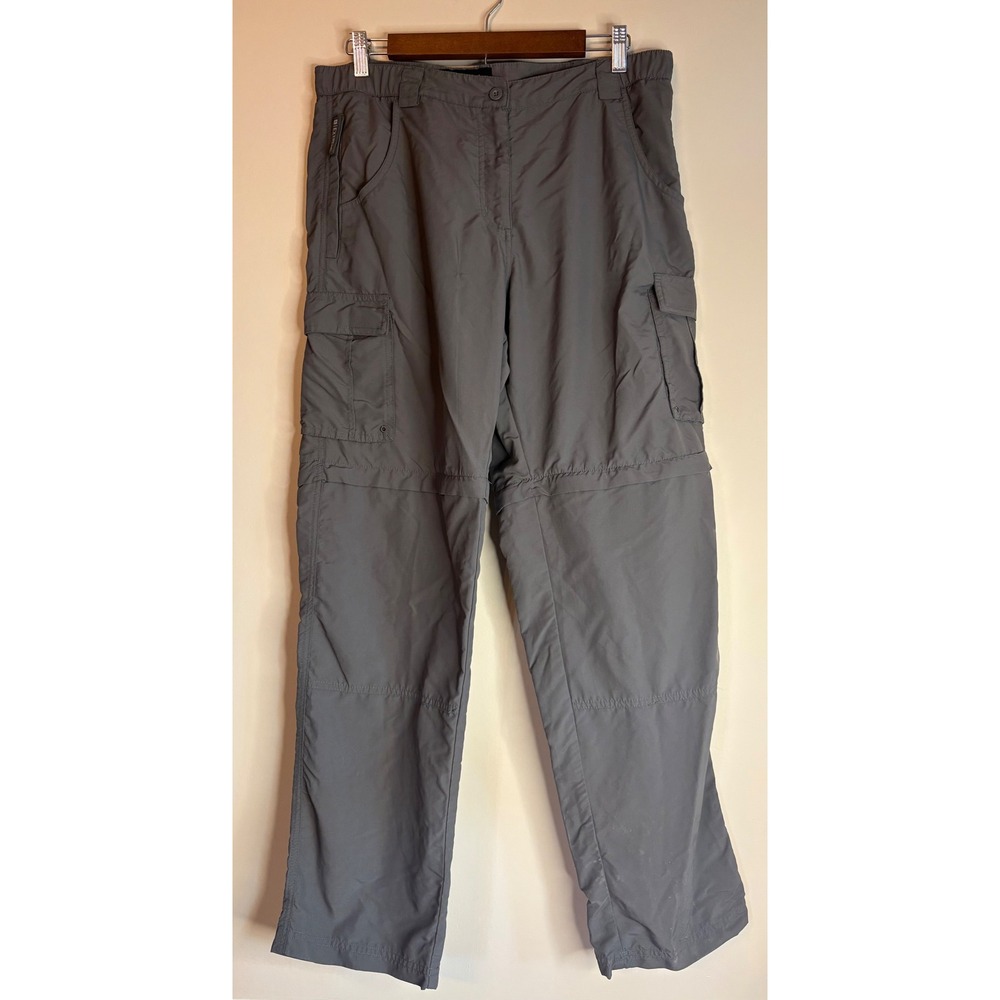 Mountain Warehouse Extreme Women 10 Gray Convertible Cargo Hiking Pants Zip Off